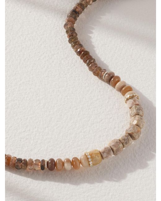 Sydney Evan Natural Kette Mit Zierperlen, Details Aus 14 Karat Und Diamanten