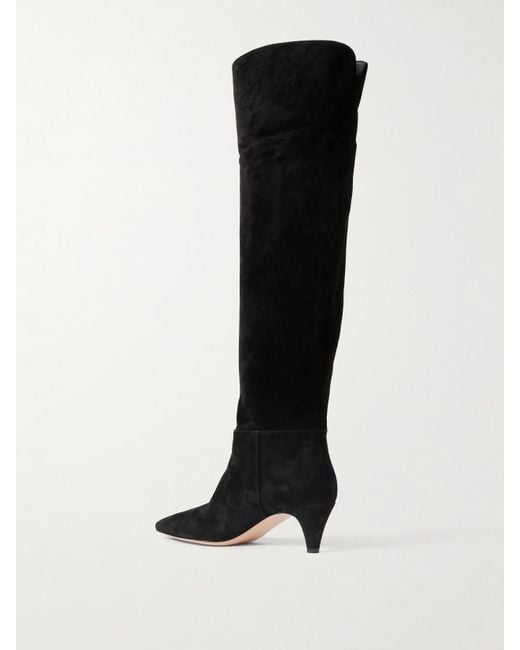 Gianvito Rossi Black Elise 45 Suede Knee Boots