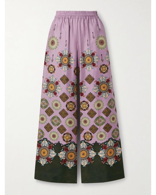 LaDoubleJ Pink Icon Palazzo Hose Mit Weitem Bein Aus Bedrucktem Seiden-Twill