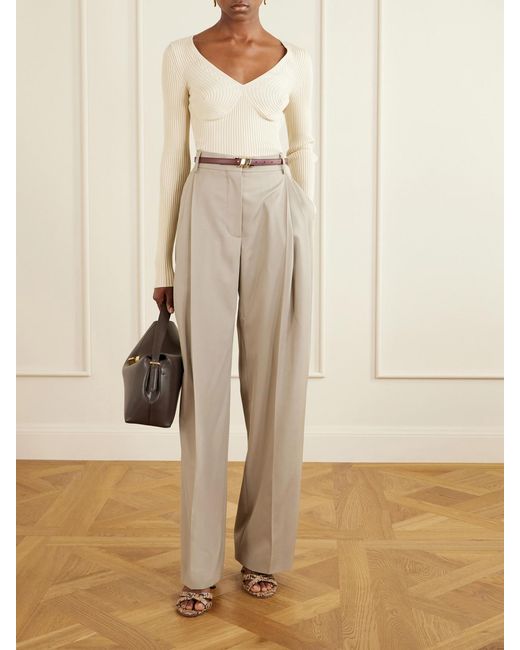 Stella McCartney Natural Ribbed Cotton-Blend Sweater