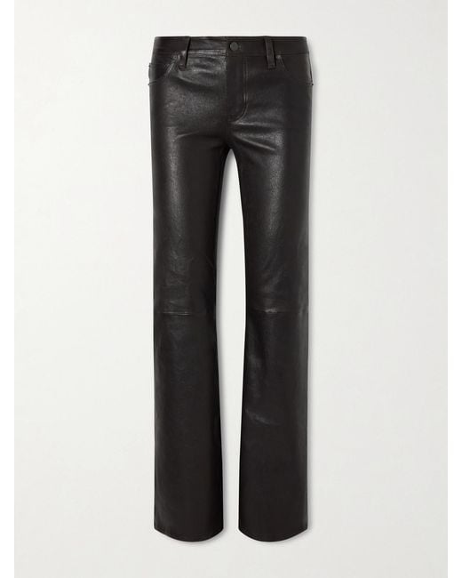 FRAME Black Rodeo Leather Bootcut Pants