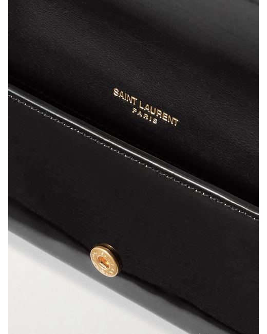 Saint Laurent White Cassandre Strap Smartphone-Hülle Aus Lackleder
