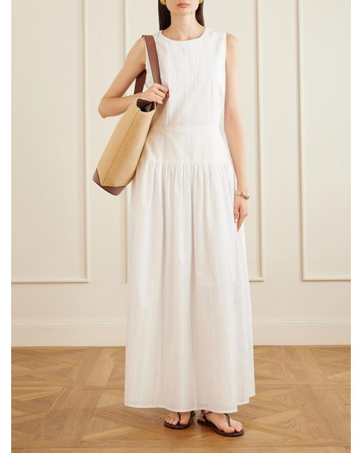 Neous Natural Apheli Leather-Trimmed Raffia Shoulder Bag