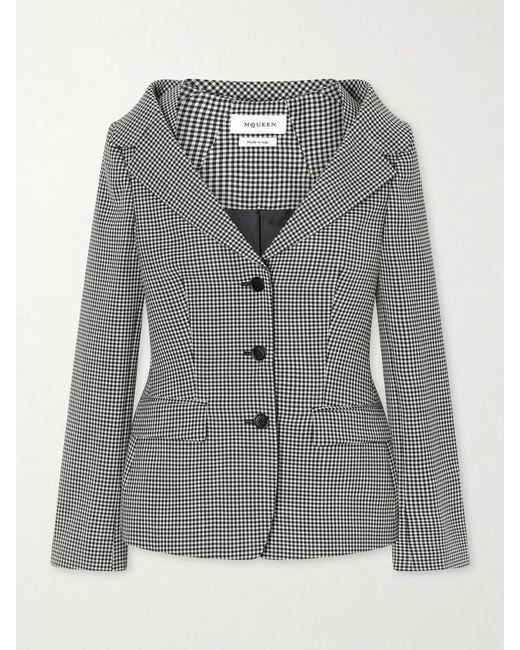 McQueen Gray Gingham Wool Jacket