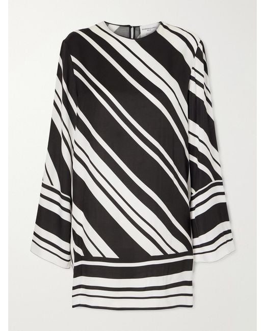 Brandon Maxwell Black The Leni Striped Twill Mini Dress