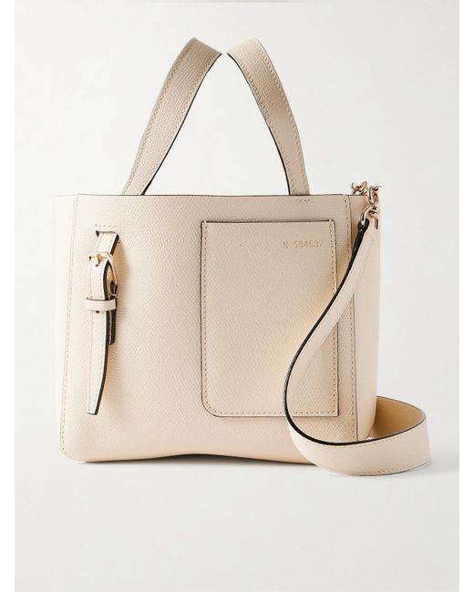 Valextra Natural Mini Schultertasche Aus Strukturiertem Leder