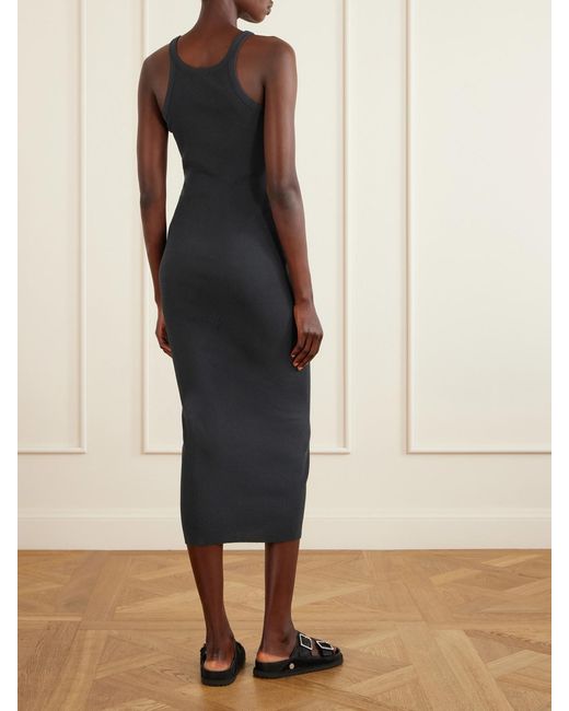 James Perse Blue Tubular Ribbed Cotton Midi Dress