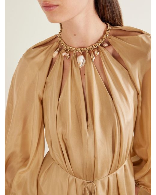 Zimmermann Natural Mahon Embellished Silk Maxi Dress