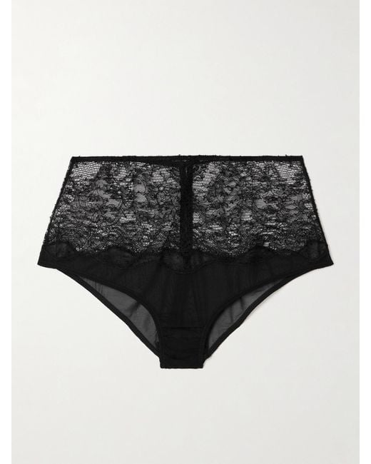 Kiki de Montparnasse Black La Follie Lace And Mesh Briefs