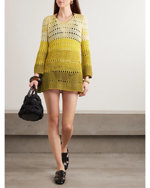 Escvdo Yellow Mishi Ombré Knitted Cotton Mini Dress