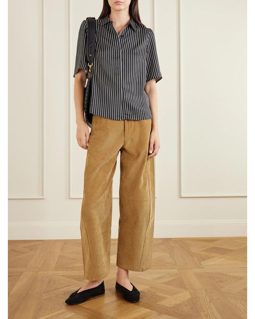 Maria McManus Natural Crescent Corduroy Organic-Cotton Wide-Leg Pants