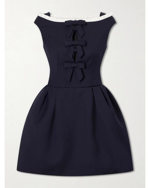 ShuShu/Tong Blue Bow Cut-Out Sleeveless Wool Mini Dress
