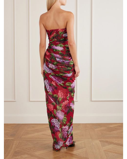 Carolina Herrera Floral-Print Gathered Silk-Chiffon Gown