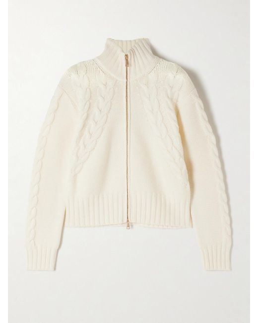 Max Mara Natural Mabel Cable-Knit Wool And Cashmere-Blend Cardigan
