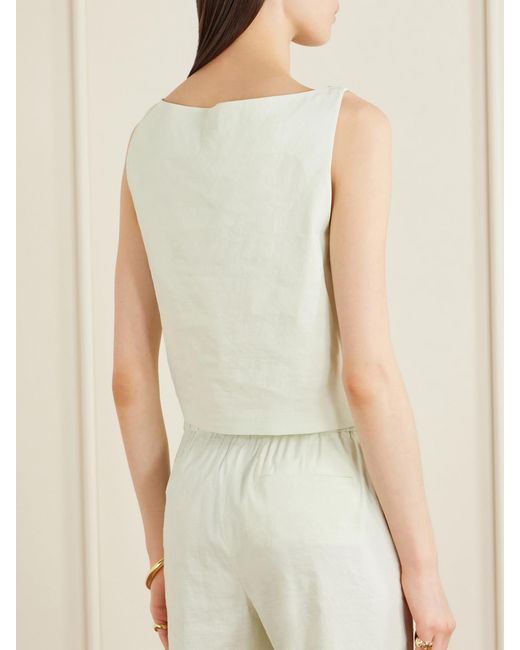Theory White Linen-Blend Top