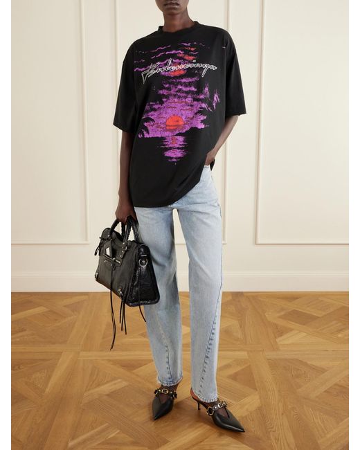 Balenciaga Black Le City Medium Crinkled-Leather Shoulder Bag