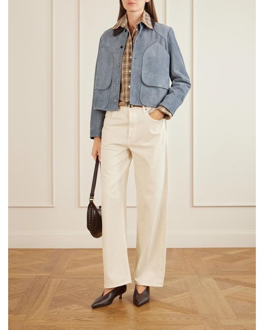 Veronica Beard Blue Walters Suede Jacket