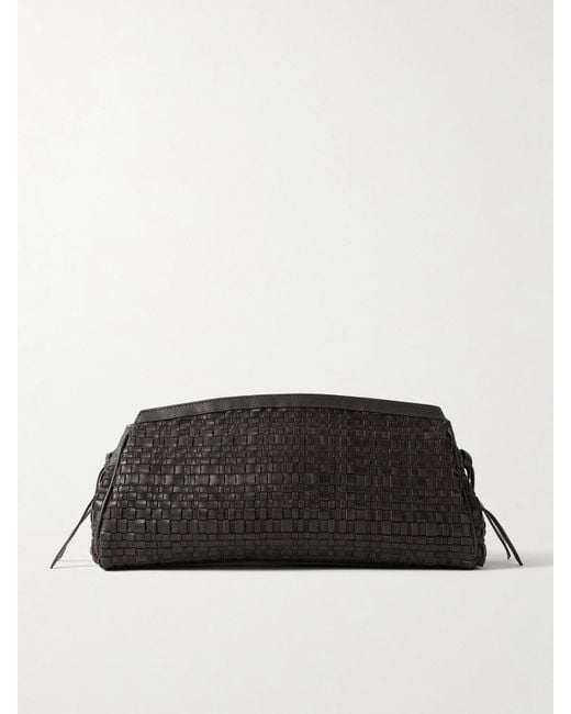Staud Black Maude Woven Leather Clutch