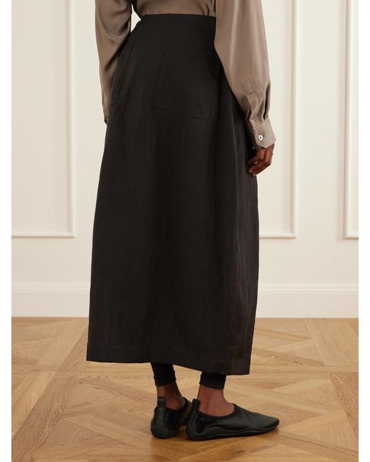 Studio Nicholson Black Pleated Woven Midi Skirt