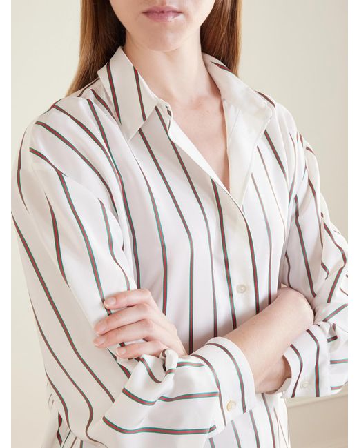 Gucci White Striped Silk-Blend Shirt
