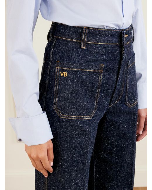 Victoria Beckham Blue Alina High-Rise Wide-Leg Jeans