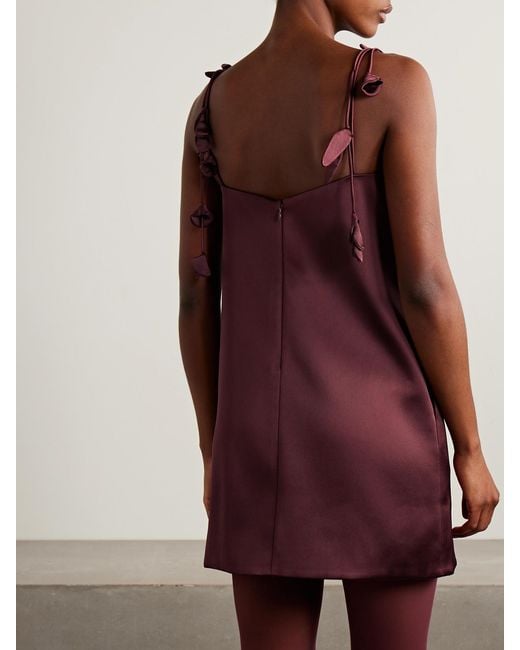 Self-Portrait Red Minikleid Aus Satin Mit Applikationen