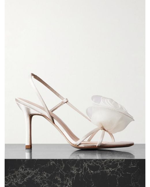 Loeffler Randall Natural Steph Appliquéd Satin Slingback Sandals
