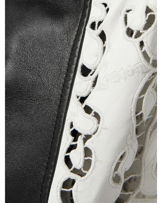 Gabriela Hearst Black Abami Paneled Lace Motif Leather Maxi Dress