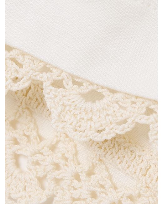 Magda Butrym White Crochet-Trimmed Cotton-Jersey T-Shirt