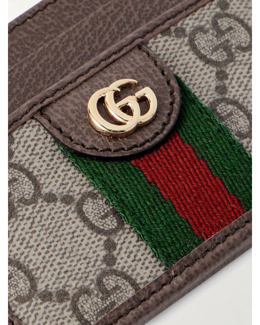Gucci Natural Ophidia Textured Leather-Trimmed Printed Coated-Canvas Cardholder