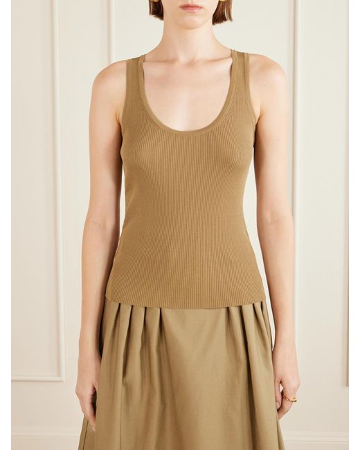Max Mara Natural Ribbed Woven Tank