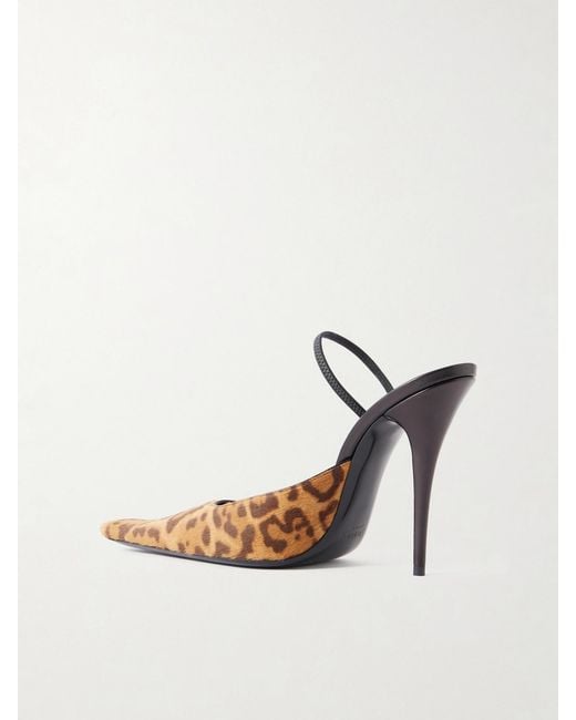 Saint Laurent White Tuileries Leather-Trimmed Leopard-Print Calf Hair Mules