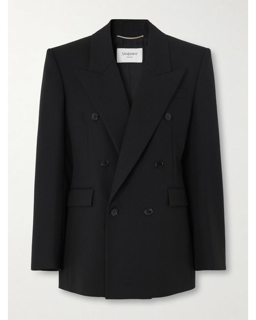 Saint Laurent Black Doppelreihiger Blazer Aus Grain De Poudre Aus Wolle