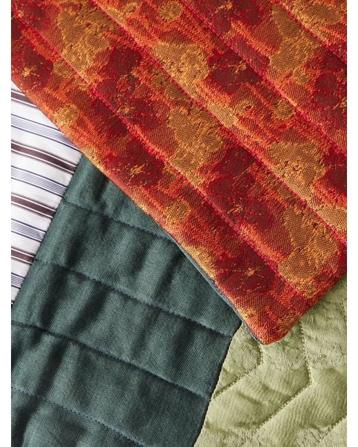 Dries Van Noten Gray Patchwork Quilted Scarf