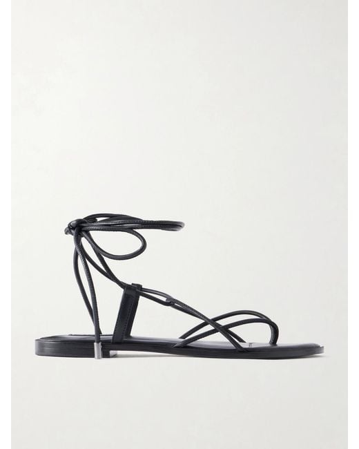 A.Emery Black Odine Wrap Leather Sandals