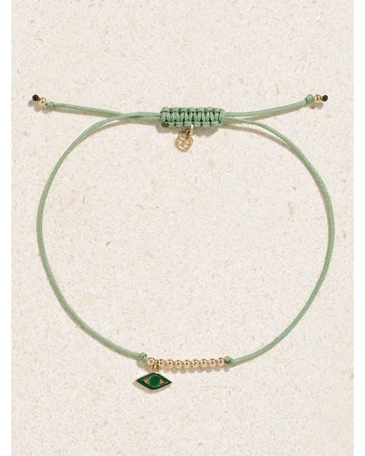 Sydney Evan Natural Evil Eye 14-Karat, Cord And Enamel Bracelet