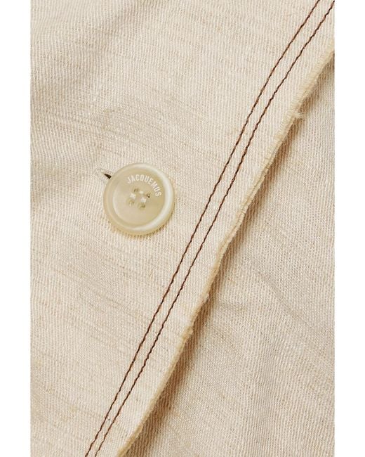 Jacquemus Natural Camargue Asymmetric Linen And Silk-Blend Maxi Dress