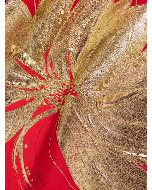 ‎Taller Marmo Red Hardison One-Shoulder Metallic Floral-Jacquard And Crepe Gown