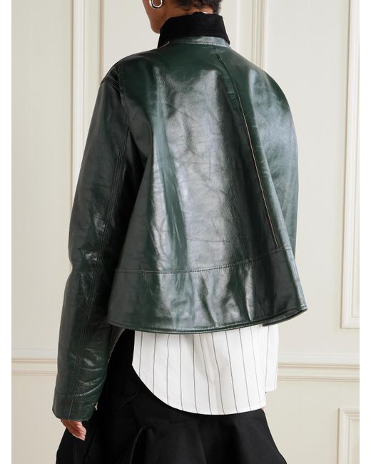 Sacai Carhartt Wip Cotton Corduroy-Trimmed Leather Biker Jacket in