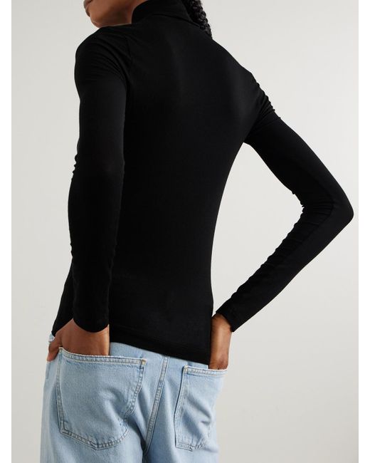 Agolde Black Pascale Stretch-Lyocell Turtleneck Top