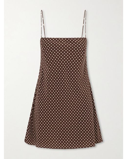 Matteau Brown Polka-Dot Silk-Crepe De Chine Mini Dress
