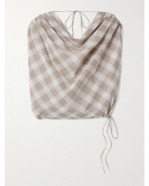 Kallmeyer White Naia Draped Checked Voile Top