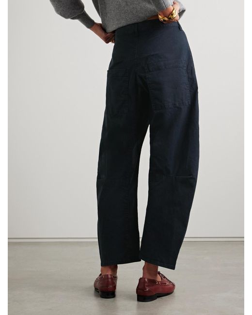 Nili Lotan Blue Shon Cotton-Blend Twill Tapered Pants