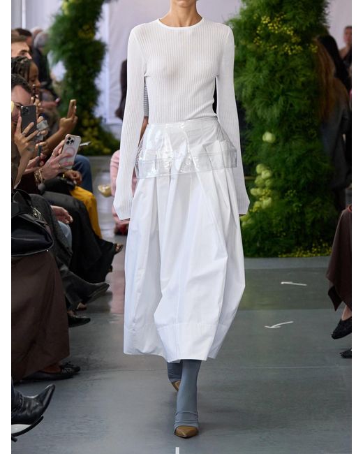 Tibi White Lantern Paneled Shell Skirt
