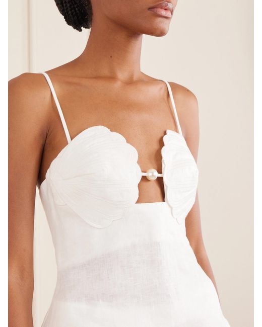 Farm Rio White Shell Peplum Linen Blouse