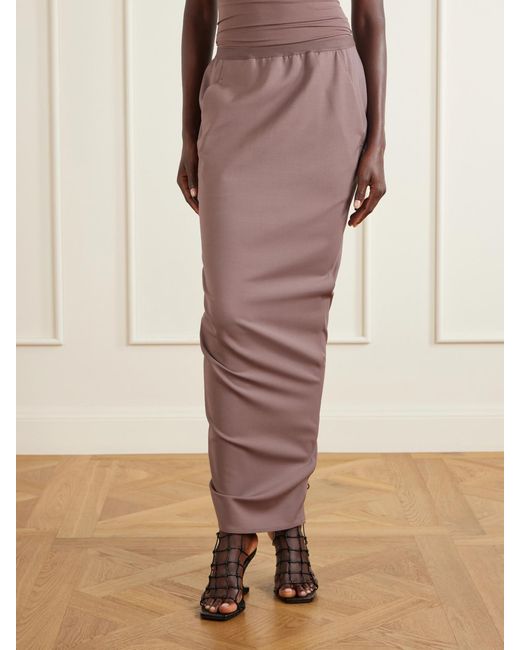 Rick Owens Purple Soft Pillar Wool-Stretch Maxi Skirt