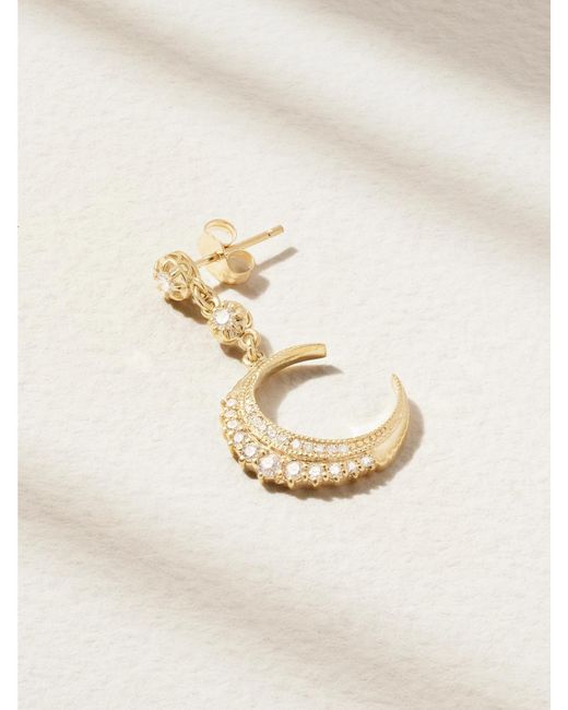 Jacquie Aiche Natural Crescent Mini Einzelner Ohrring Aus 14 Karat Mit Diamanten