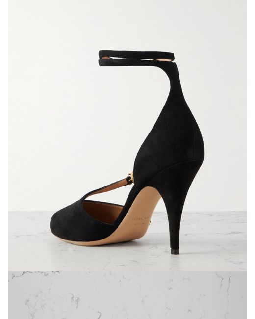 Ferragamo Black Molly Embellished Suede Pumps