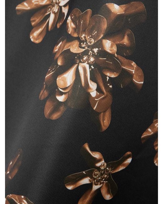 Emilia Wickstead Black Tippi Midikleid Aus Satin Mit Blumenprint