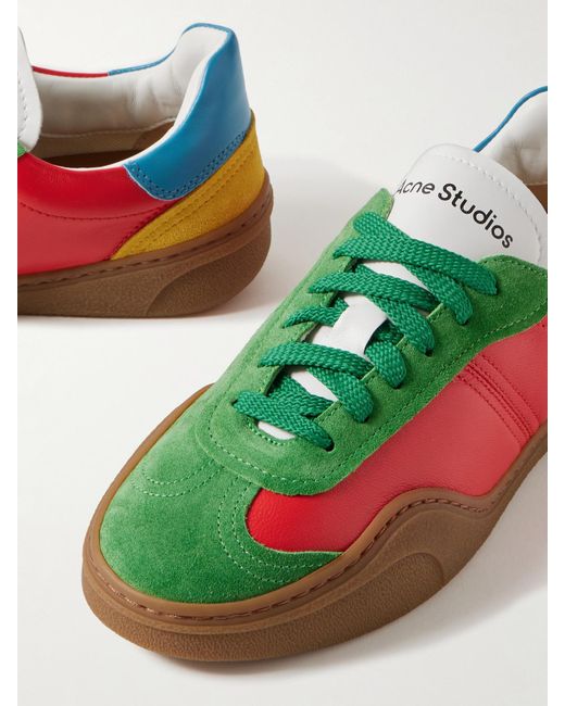 Baskets En Daim Et En Cuir Acne en coloris Green